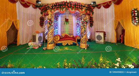 Indian Wedding Stage Decorations With Interior Design Themes Stock