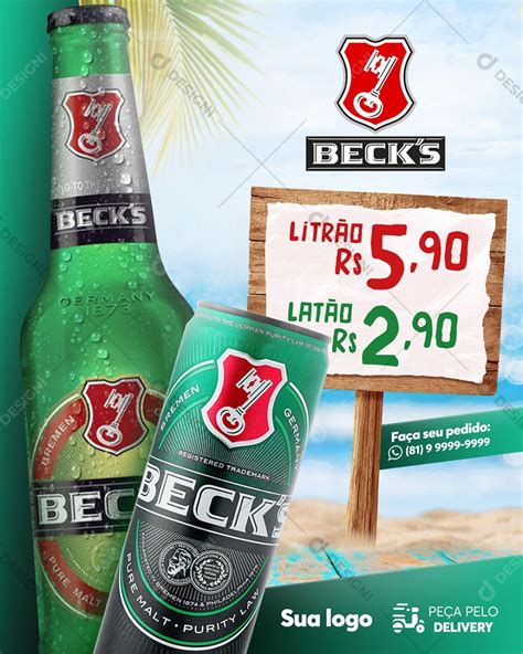 Post Distribuidora Cerveja Becks Social Media PSD Editável download Designi Cerveja