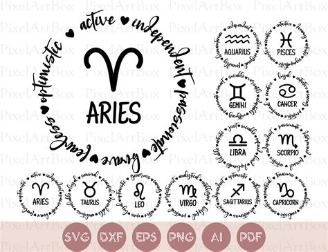 Art And Collectibles Astrology Cut File Cricut Zodiac Signs Svg Bundle