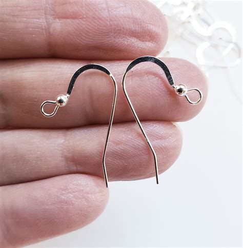 Pcs Sterling Silver Fish Hook Ear Wires With Ball Silver Etsy