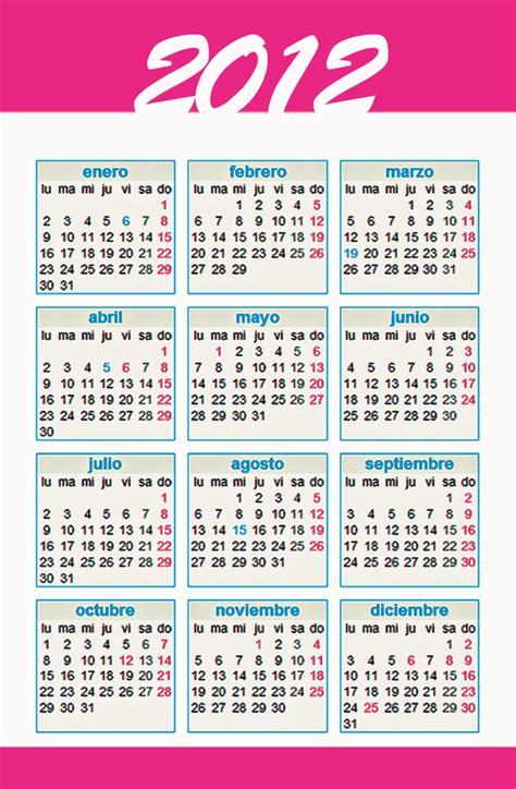 Calendario 2012 En Español Imagui