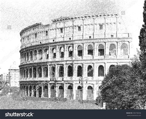 Rome Colosseum Sketch Style Stock Illustration 396738436