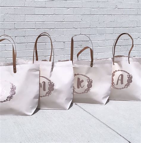 Rose Gold Bridesmaid Tote Bridal Party Ts Bridesmaid Totes Set