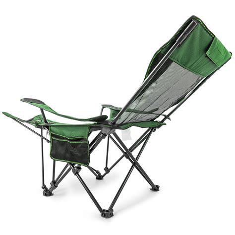 Green Reclining Folding Camp Chair With Footrest Barcelona Tour