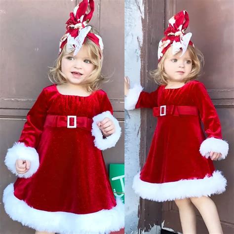 2018 Autumn Winter Toddler Infant Kids Baby Girl Christmas Red Princess