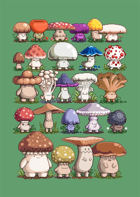 Probertson Mushroom Rock And Succulent Forest Prince Pixel Art