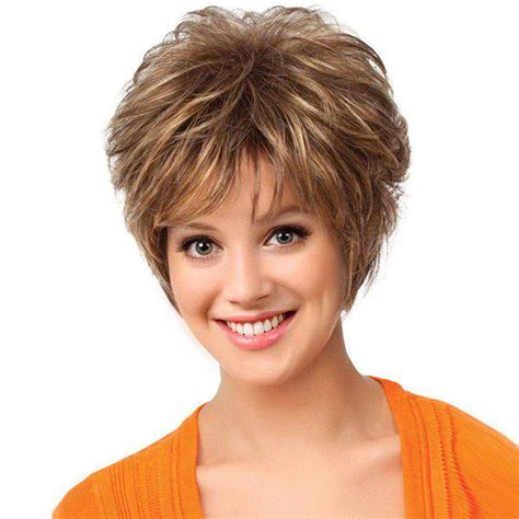 [ 48 off ] 2018 short side bang shaggy layered natural straight synthetic wig in brown