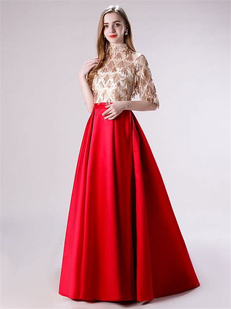 Red And Gold Ball Gown Prom Dress Jojo Shop