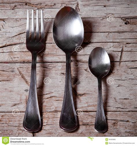 Vintage Spoons And Fork Stock Image Image Of Vintage 34493885