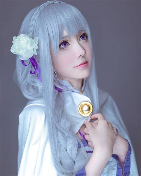 self emilia cosplay from re zero boudoir version by hot sex picture