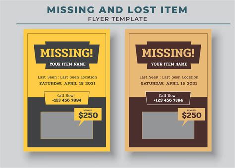 Missing And Lost Item Flyer Template Missing Poster Lost Pet Flyer