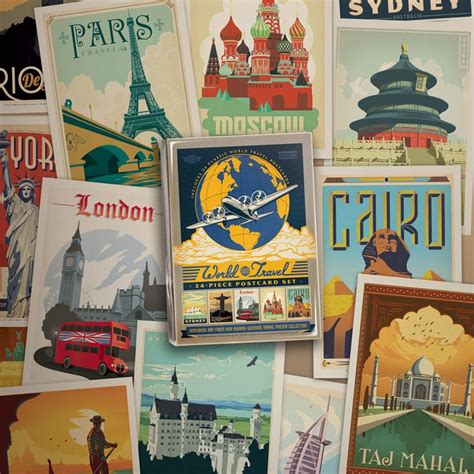 World Travel Postcards Anderson Design Group 19 Postcard Retro