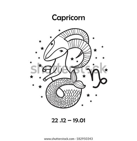 Cute Zodiac Sign Capricorn Vector Illustration Stock Vector Royalty