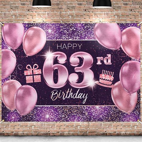 Buy Pakboom Happy 63rd Birthday Banner Backdrop 63 Birthday Party