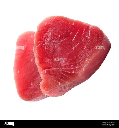 Fresh Tuna Fish Closeup On White Backgrounds Steak Of Tuna Stock Photo