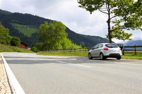 White Car In Turn A Road Stock Image Image Of Marking 45331237
