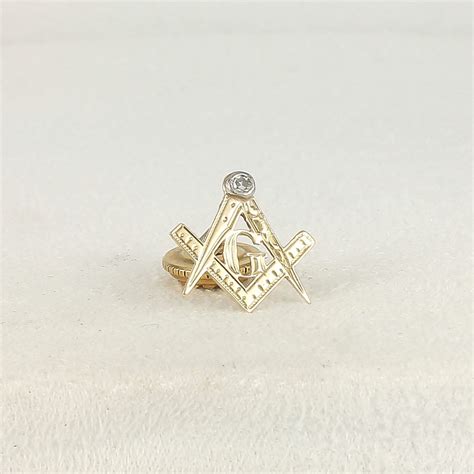 Masonic Antique Lapel Pin 14k Gold And Diamond