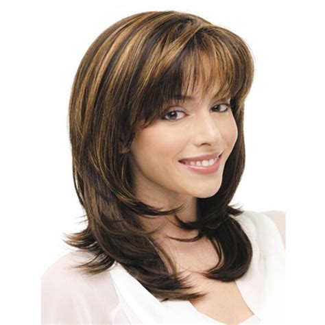 Medium Curly Women Wigs For Cosplay Natural Looking Short Bangs Layer