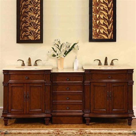 Bathroom basin units add space without cluttering the room. Silkroad 80" Traditional Double Sink Bathroom Vanity #BathroomFurnitures | Bathroom red, Top ...