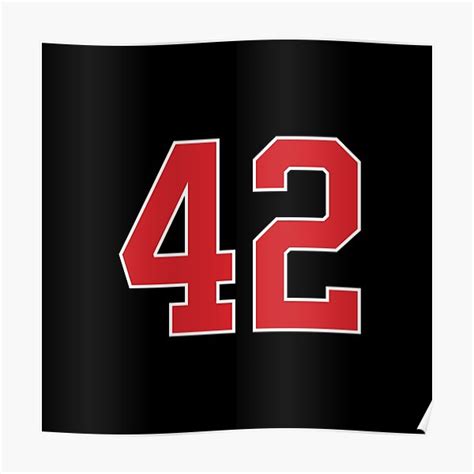 Sports Number 42 Red Black Color Lucky Sport Forty Two Poster For