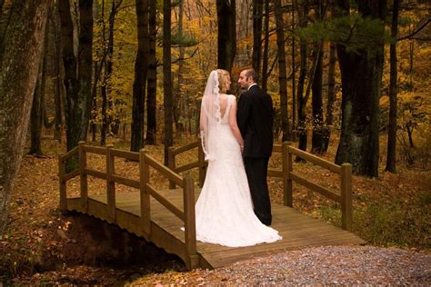 Bride And Groom On Bridge In Woods Photo By Bob Lambert Photography