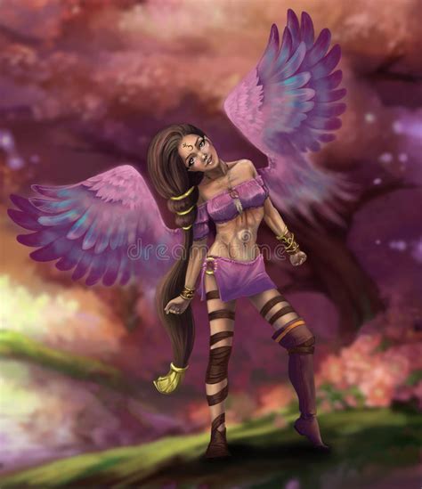 Beautiful Fairy Elf With Angel Wings Stock Illustration