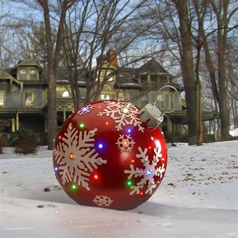 National Tree Company Led Red Ball Ornament Large Outdoor Ornaments