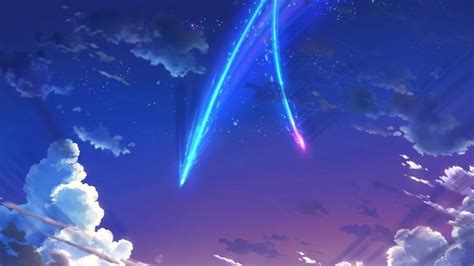 Your Name Anime Scenery Sky Stars Comet Clouds Wallpaper Name