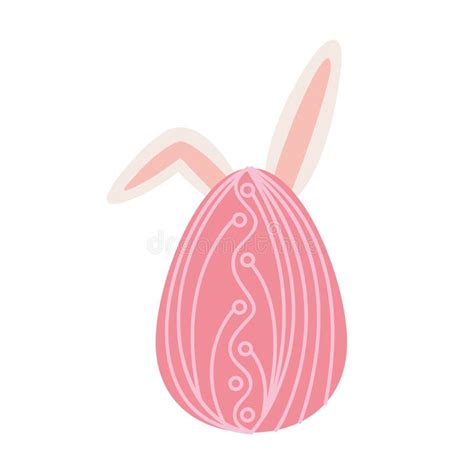 Easter Egg With Rabbit Ears Isolated Icon Stock Vector Illustration