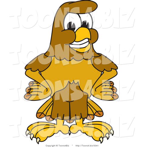 Vector Illustration Of A Cartoon Hawk Mascot Character With His Hands