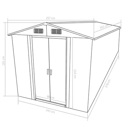 garden shed 257x392x181 cm metal grey home and garden all your home interior needs in one place