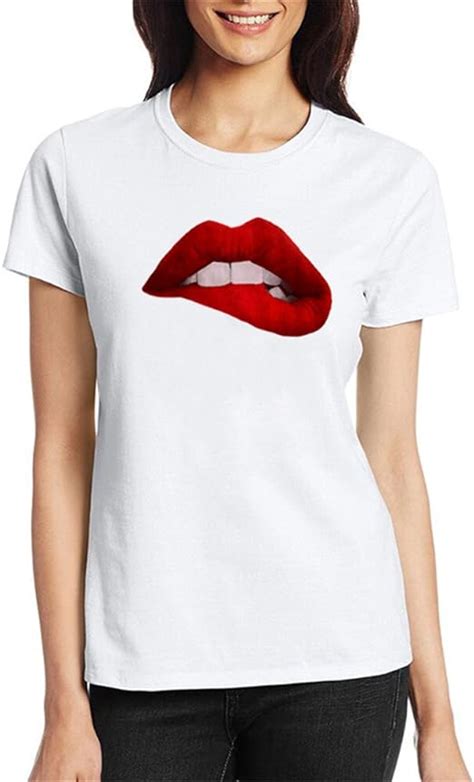Summer Big Red Lips Print T Shirt Women T Shirt O Neck White Tops Slim Fit Tee Shirt