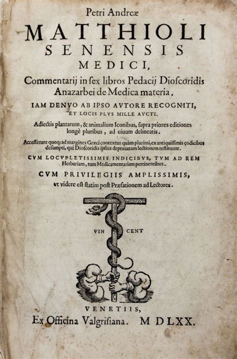 Mattioli Pietro Andrea Commentarii In Sex Libros Pedacii Dioscoridis