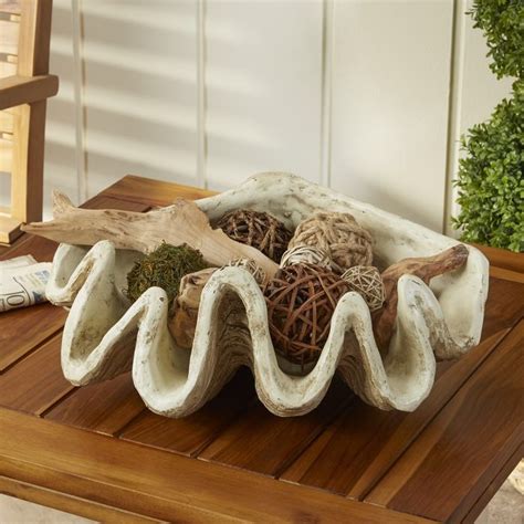 Grooved Shell Bowl Wooden Dough Bowl Wood Bowls Giant Clam Shell