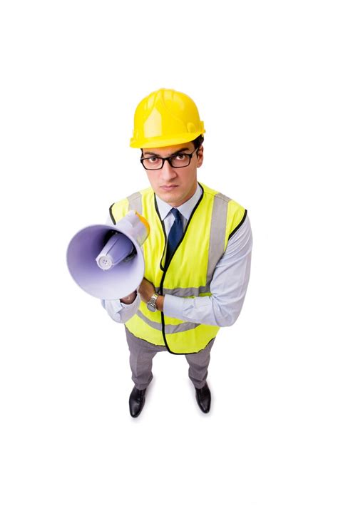 Premium Photo Angry Construction Supervisor Isolated On White