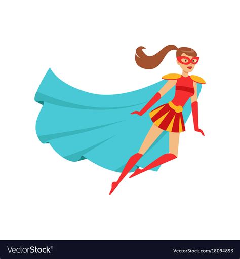 girl superhero flying in red costume with blue vector image