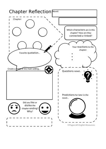 Single Page Chapter Reflection Graphic Organizer Any Text