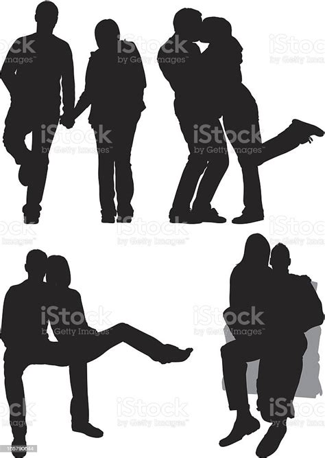 Silhouette Of Romantic Couples Stock Illustration Download Image Now