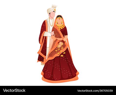 Faceless Indian Wedding Couple Together Standing Vector Image
