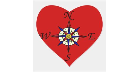 Nautical Compass Heart Sticker Zazzle