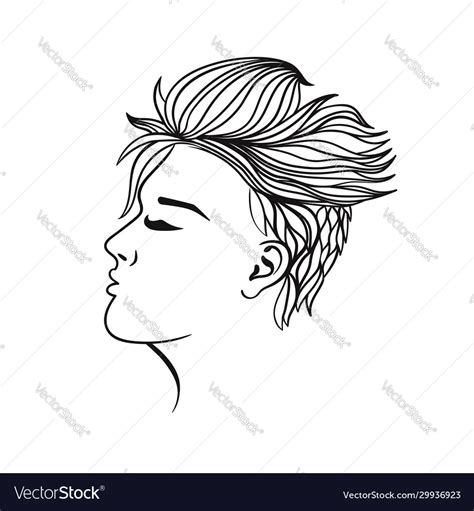 Women S Hairstyle Short Hair Black Outline Vector Image