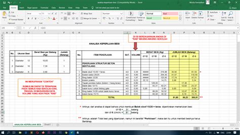 Cara Menghitung Kebutuhan Besi Dengan Excel Baru Cara Menghitung