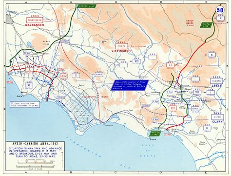 Map Of Breakout At Anzio Italy And The Allied Advance To Rome May 1944