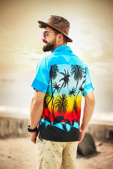 Hawaiian Shirt 5 Mens Allover Coconut Tree Print Beach Aloha Party Ebay