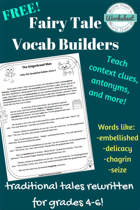 FREE! Gingerbread Man Vocabulary Builders Grades 4-6 | Vocabulary, Vocabulary builder ...