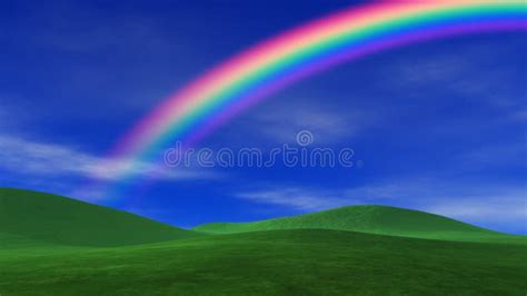 Rainbow Grass And Peaceful Sky Stock Footage Video Of Color Field