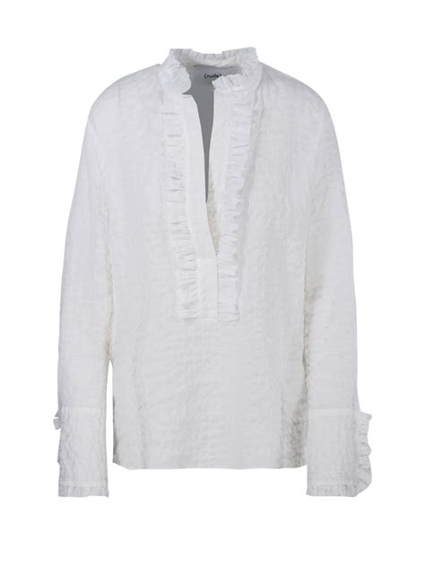 Woman Nude Off White Cotton Embossed Shirt