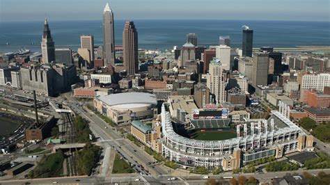 White Baseball Stadium Cityscape City Landscape Cleveland Hd