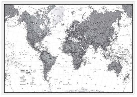 Large World Wall Map Political Wood Frame White Images And Photos Finder