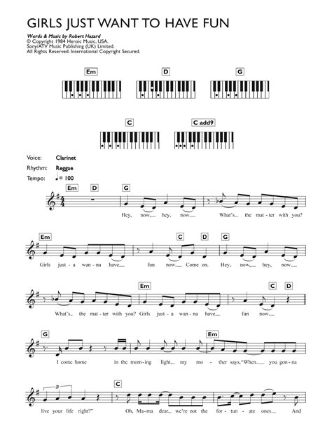 Girls Just Want To Have Fun Cyndi Lauper Score For Piano Music Sheet My Xxx Hot Girl